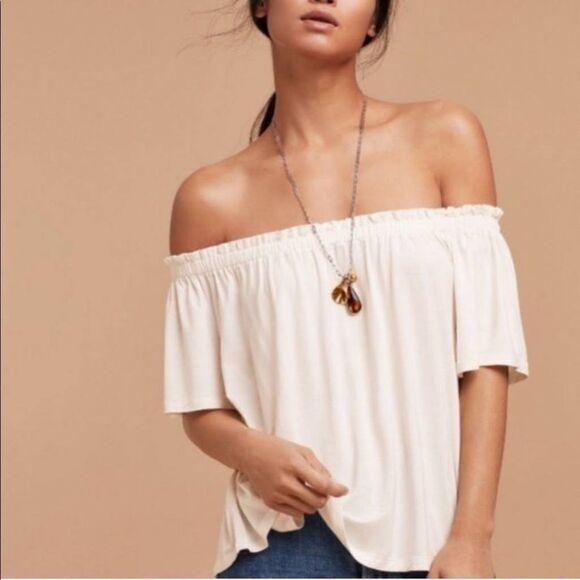 Aritzia Wilfred sartre pink off the shoulder linen swing top S - Picture 3 of 10